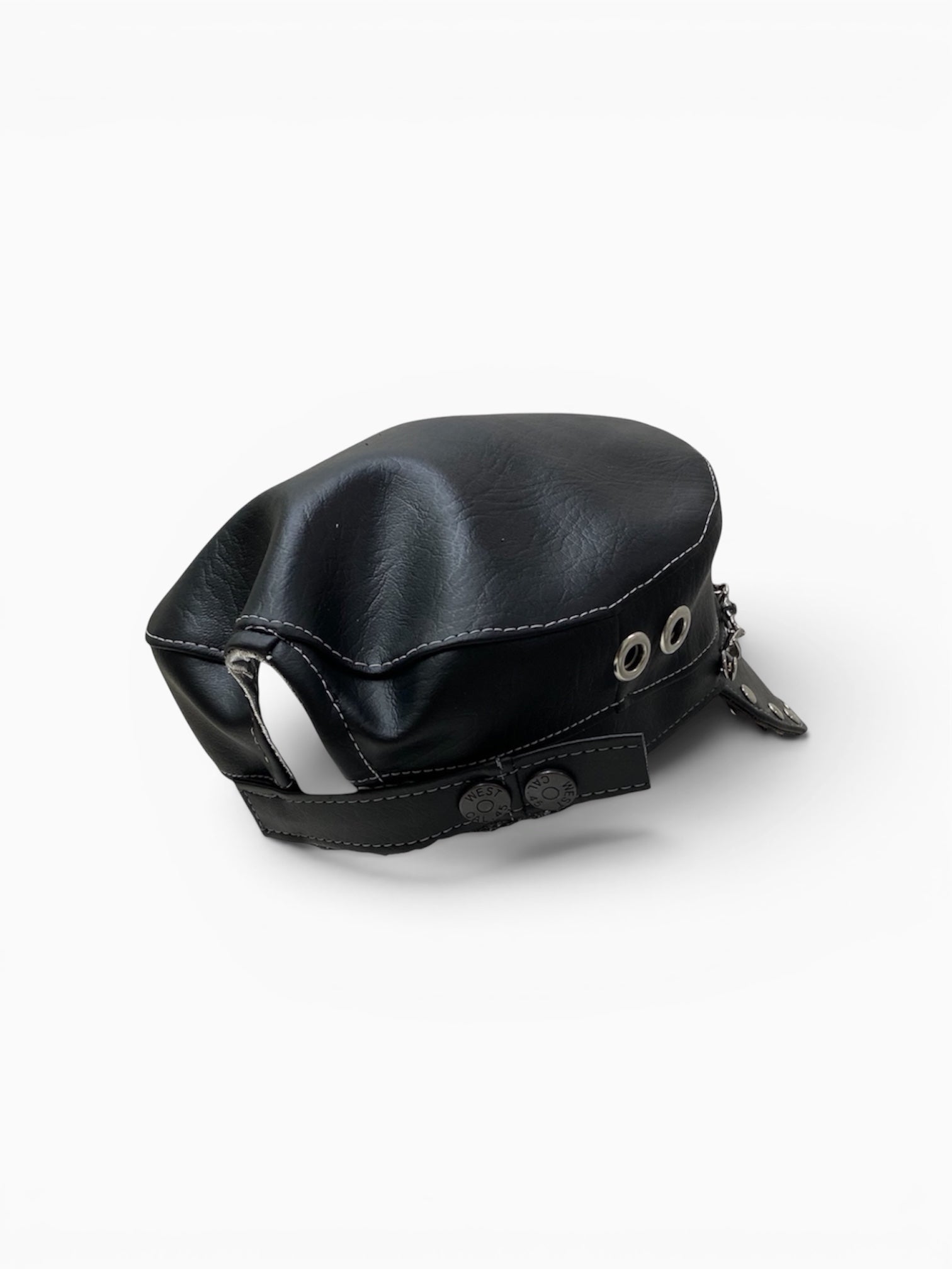Black Leather Cadet Hat