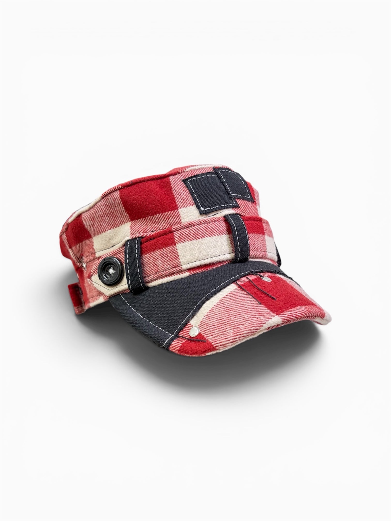 Canvas + Plaid Cadet Hat (Red)