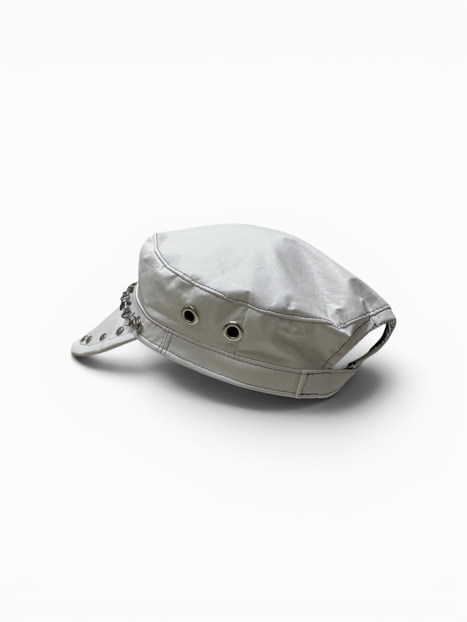 White Leather Cadet Hat