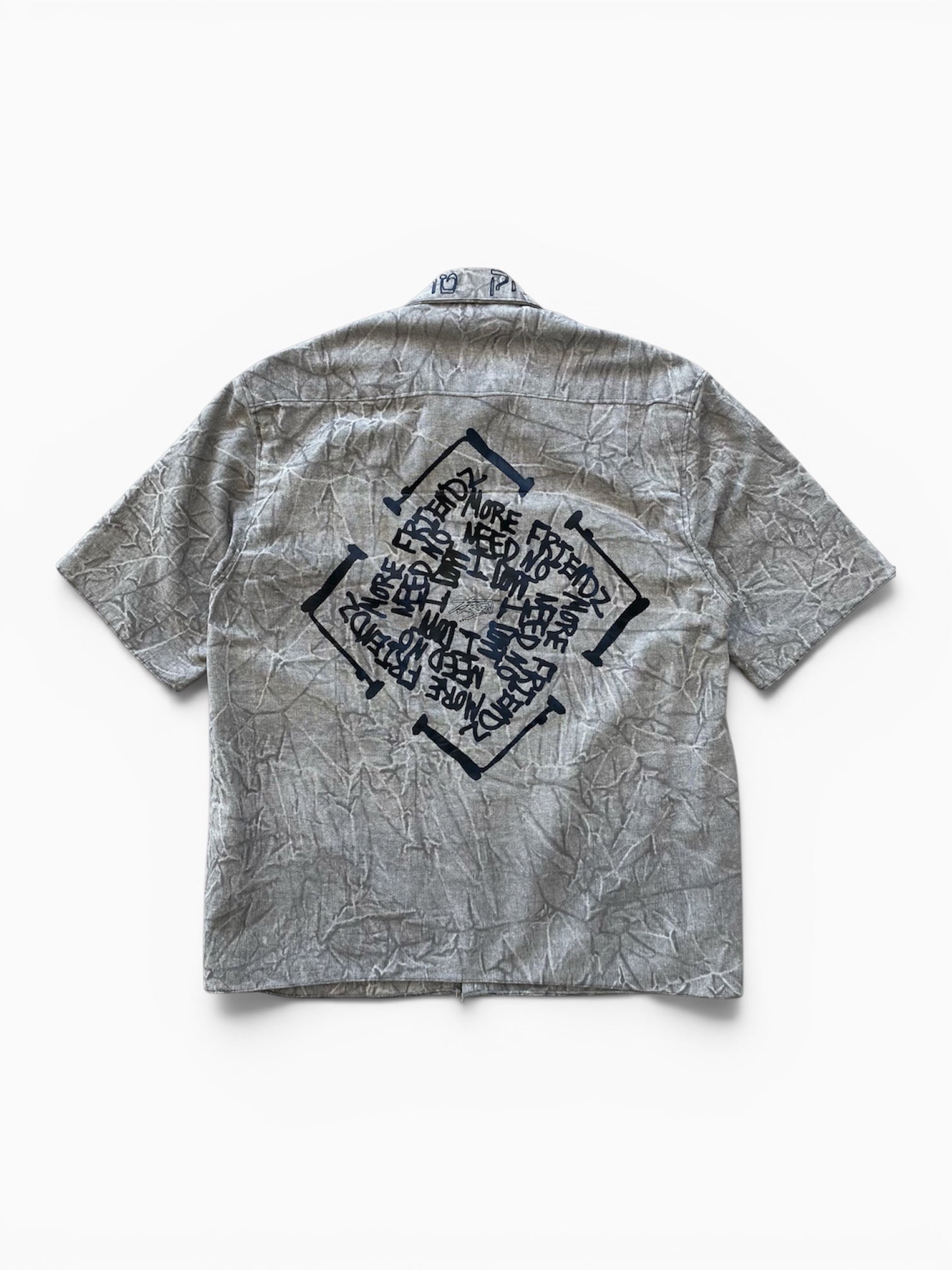 Rhinestone Grey Acid Wash Shirt